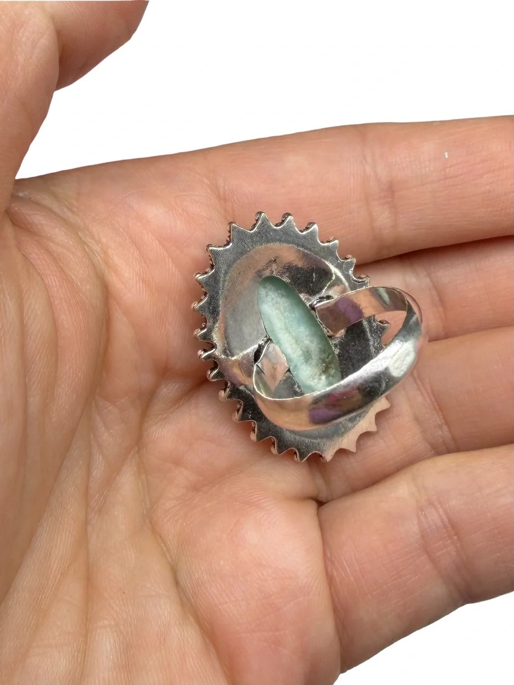 Caribbean Calcite Ring Size 9.5 925 Sterling Silver Overlay